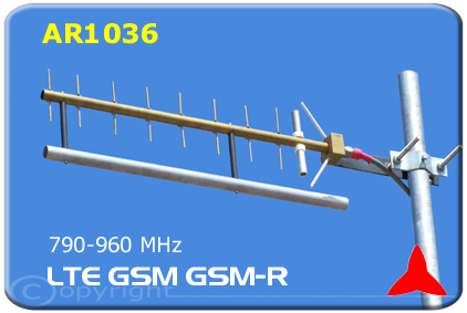 AR1036.Z Directional Yagi Antenna low visual impact 790 - 960 MHz GSM GSM-R LTE 4g