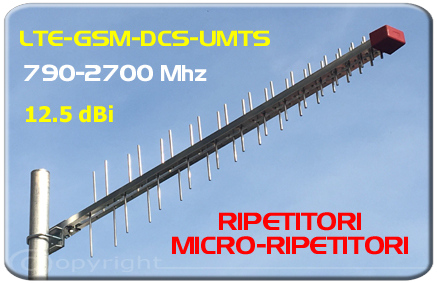 AR1045.1 Antenna logaritmica alto guadagno, banda 2G 3G 4G 3 gsm lte umts 790 - 2700 MHz