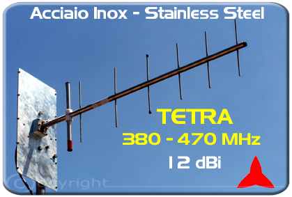Protel AR1048 Antenna yagi TETRA larga banda 12 dBi 380 470 MHz Inox